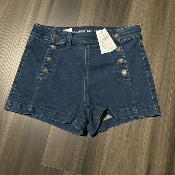 American Eagle Outfitters Pants - American Eagle Outfitters Dark Blue Denim Button-Front Jean Shorts